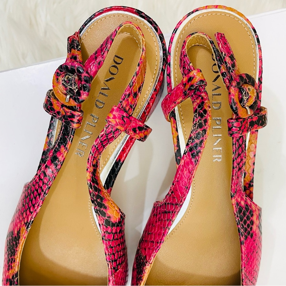 Donald J. Pliner Song Leather Slingback Pumps, Magenta Snakeskin, EUC - Picture 7 of 15